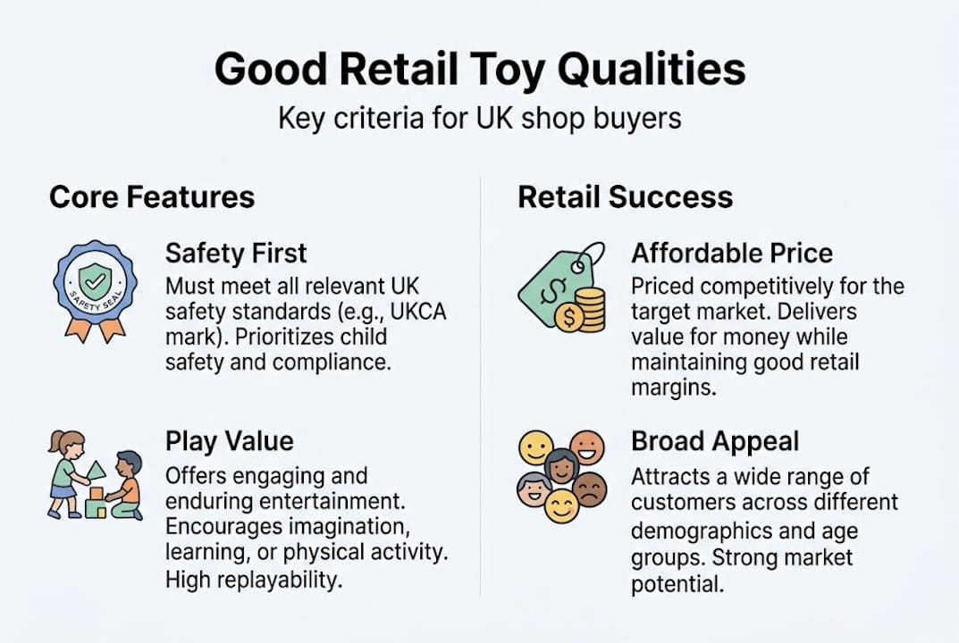 Infographic qualities of good retail toy