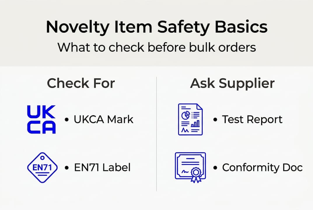 Safety checklist for novelty items infographic