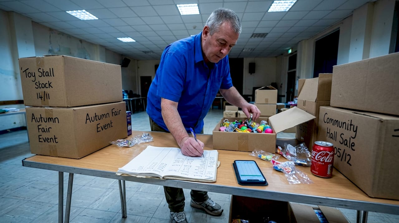 Vendor managing toy inventory for event