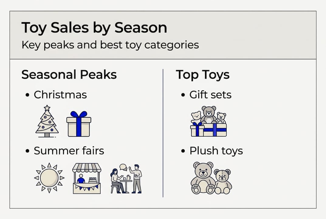 Infographic showing toy sale seasons and categories