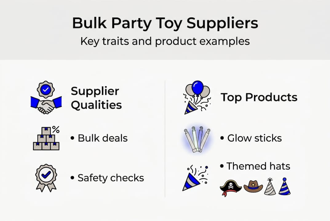 Infographic explaining bulk party toy suppliers