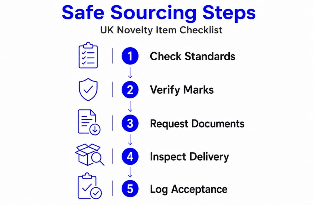 Infographic checklist for sourcing novelty items safely