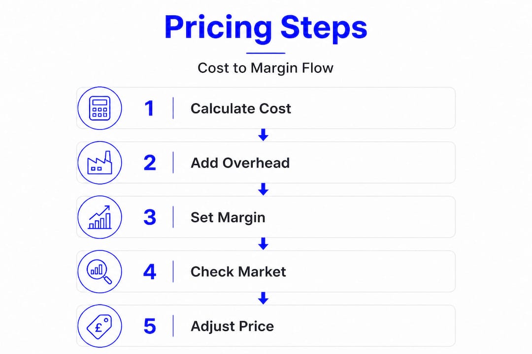 Infographic showing step-by-step novelty pricing process