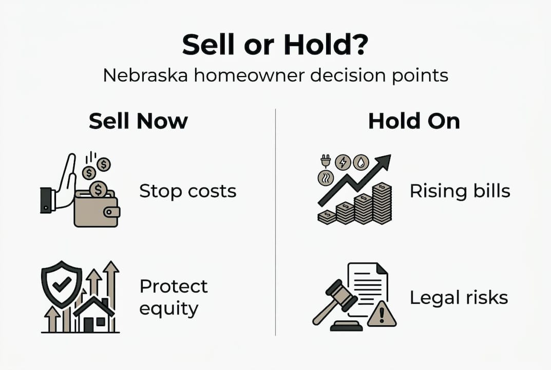 Infographic comparing sell vs hold property