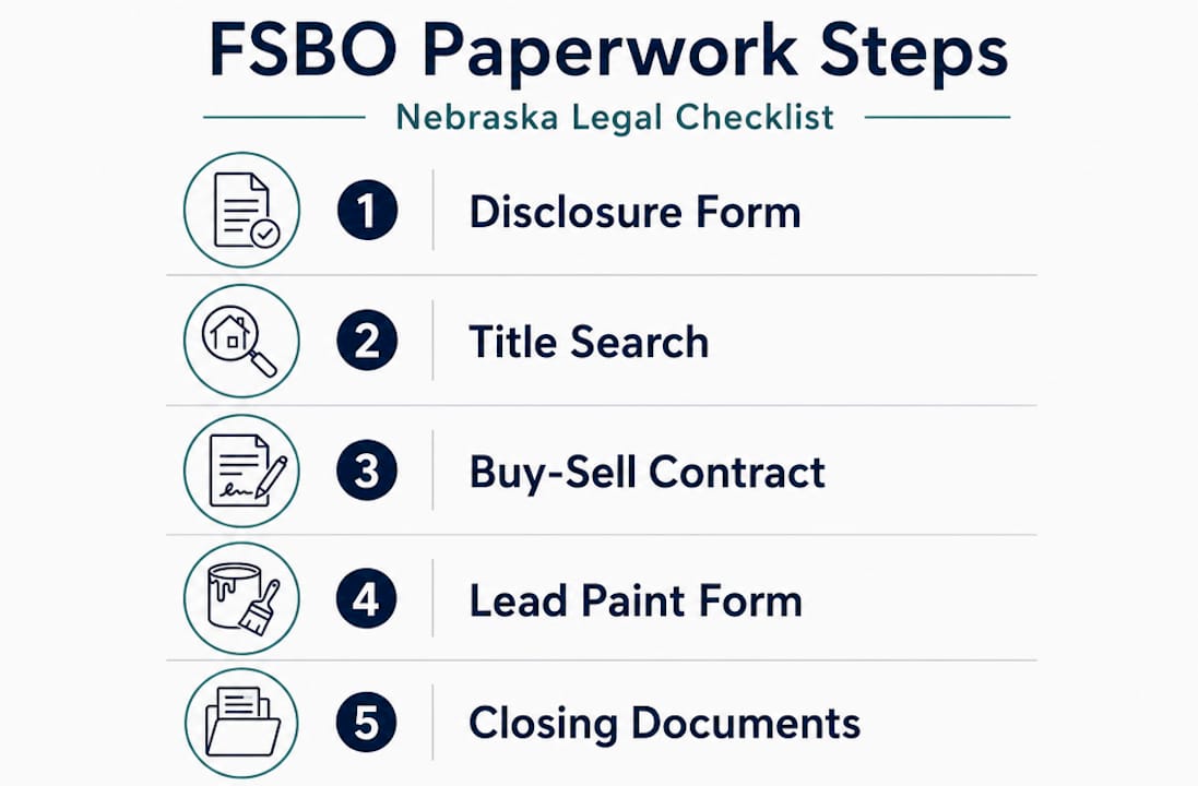 Nebraska FSBO required legal paperwork steps infographic