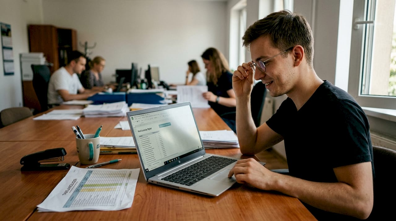 Księgowy wykorzystuje system automatycznego księgowania płatności.