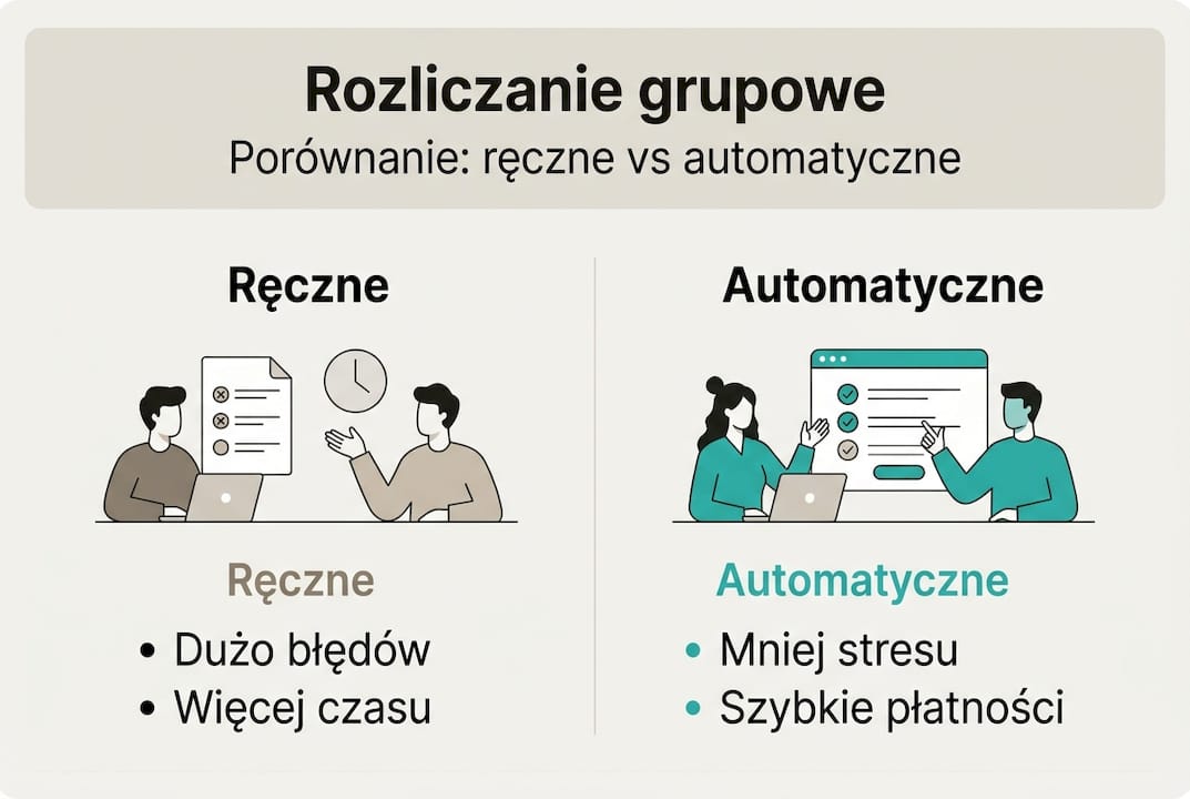 Grafika pokazująca różnice między tradycyjnym a automatycznym rozliczaniem