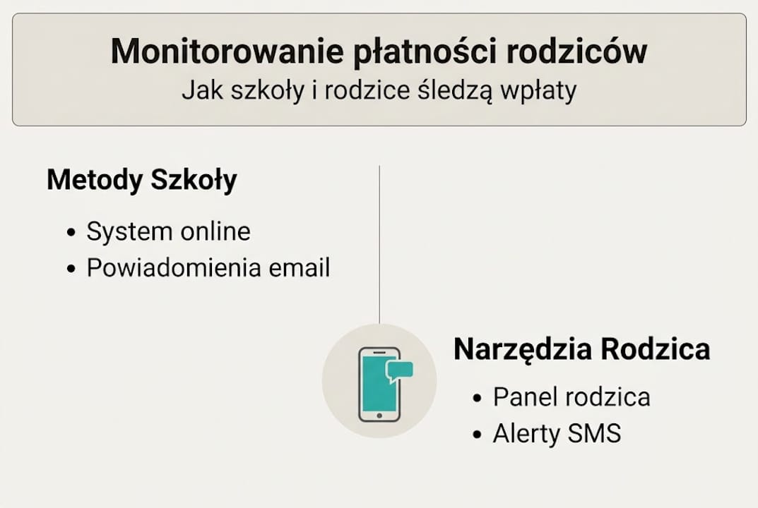 Grafika przedstawiająca, jak szkoły kontrolują i nadzorują opłaty za naukę