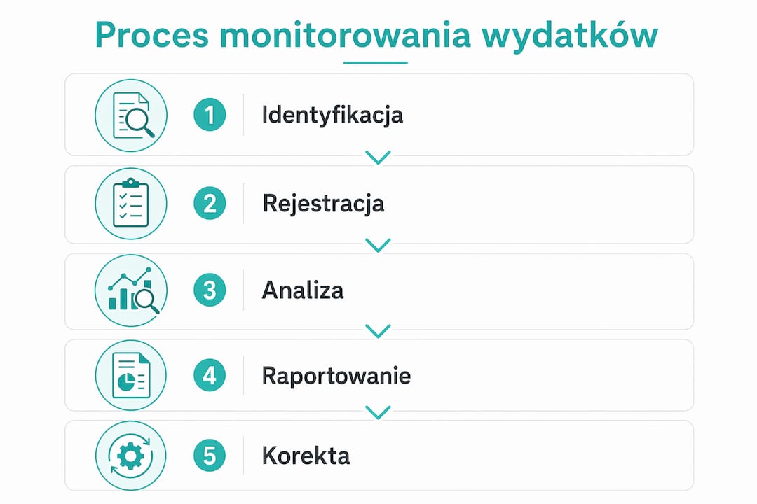 Schemat pokazujący, jak krok po kroku kontrolować swoje wydatki