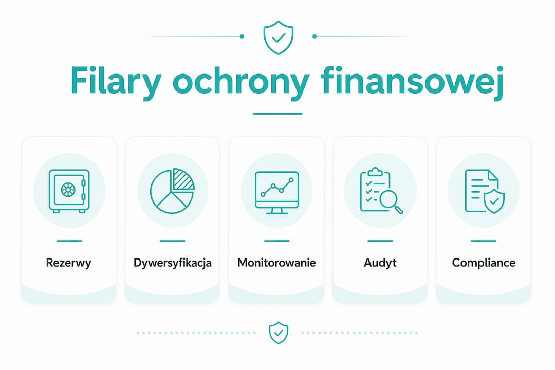 Grafika przedstawiająca kluczowe elementy bezpieczeństwa finansowego