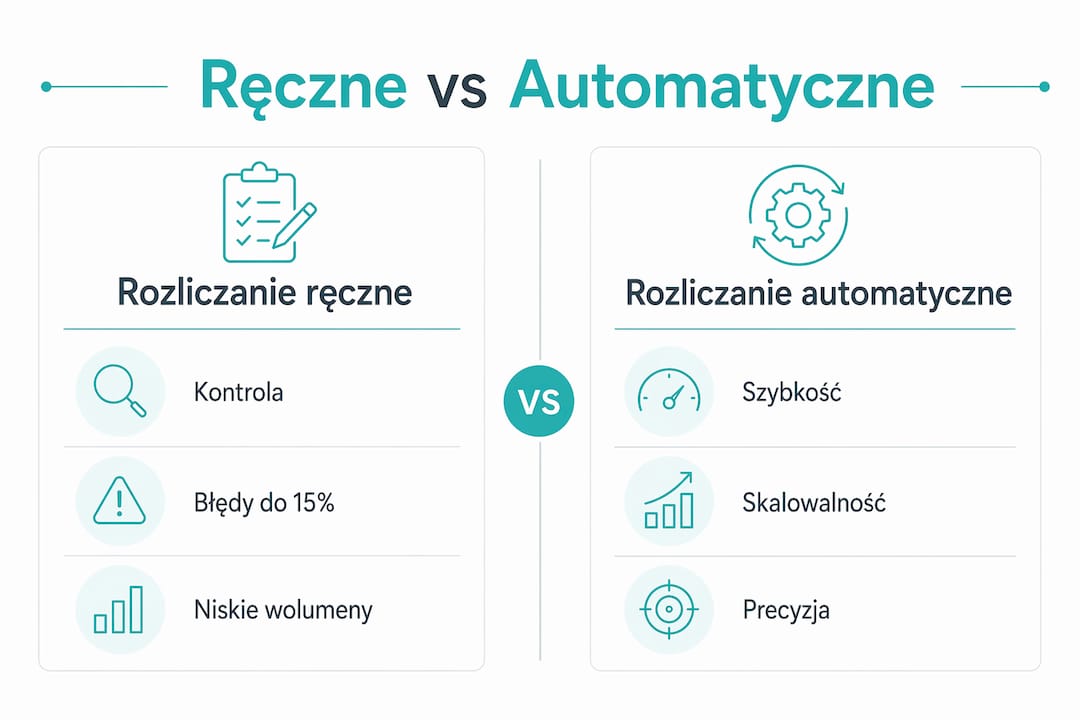 Grafika przedstawiająca zestawienie ręcznego i automatycznego rozliczania