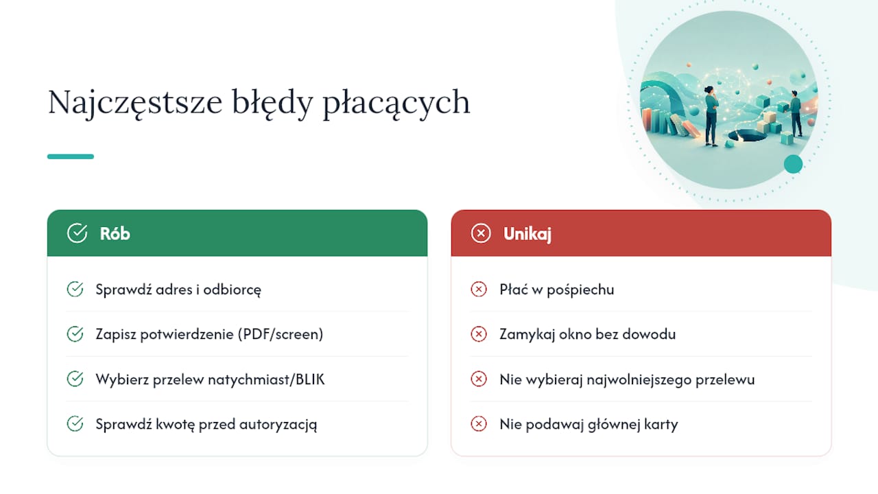 Jakie błędy najczęściej popełniają płacący online? — overview diagram