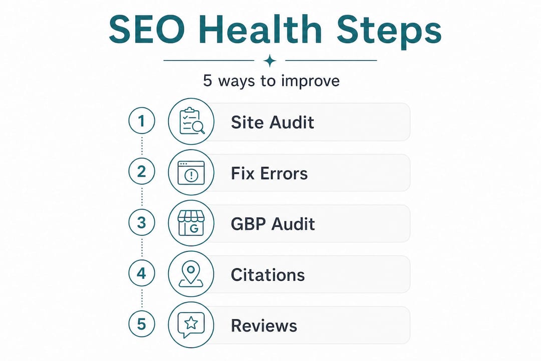 Infographic on 5 steps to improve SEO health