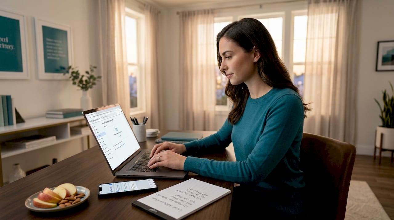 Uploading business photos to Google Profile at kitchen table
