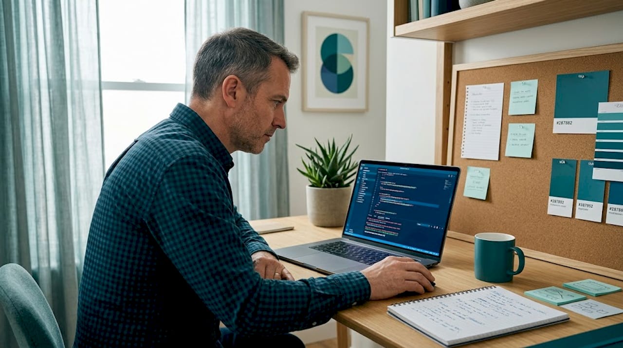 Man fixing website SEO errors at home desk