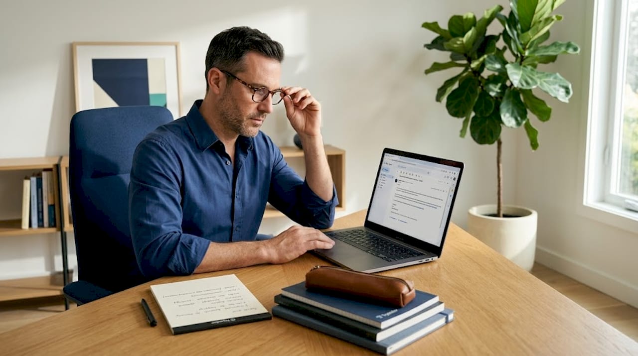Man reviewing SEO backlink outreach emails