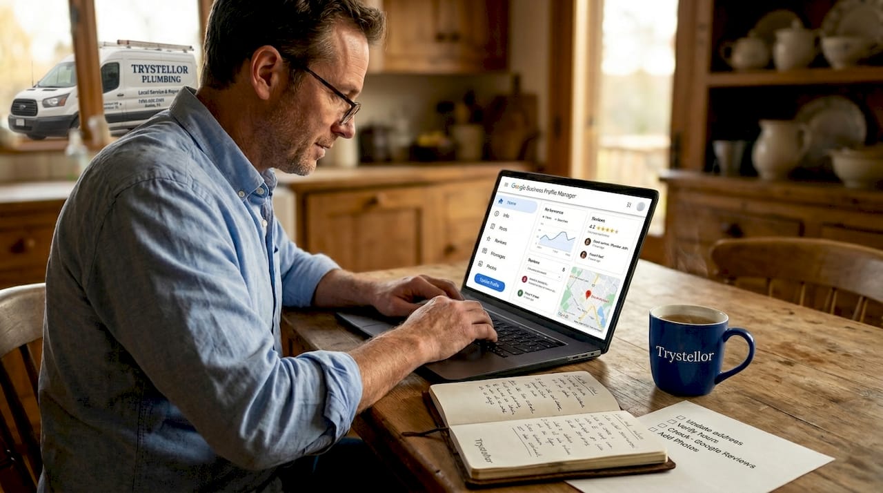 Business owner updating online local profile