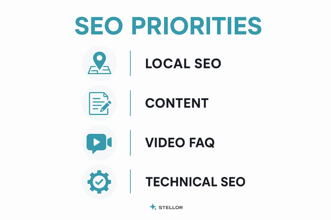 Infographic showing SEO techniques prioritized for solo lawyers