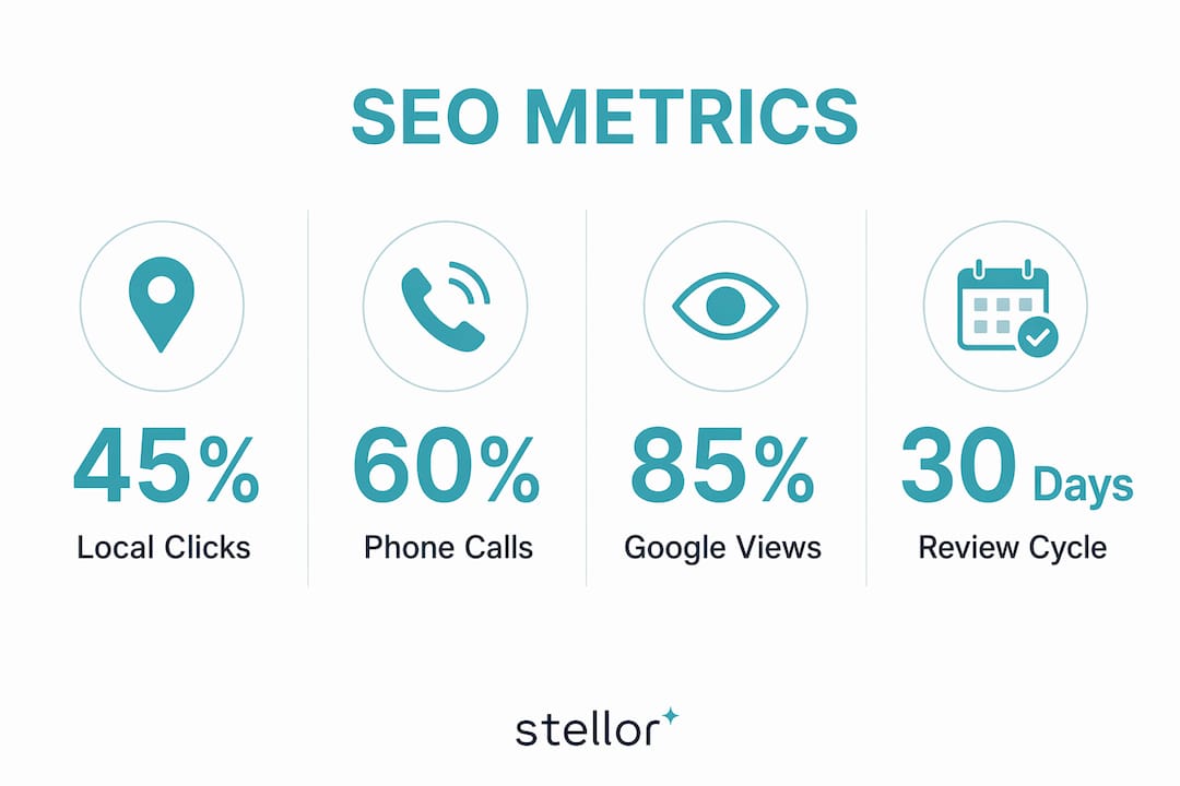 Infographic showing key SEO metrics for chiropractors
