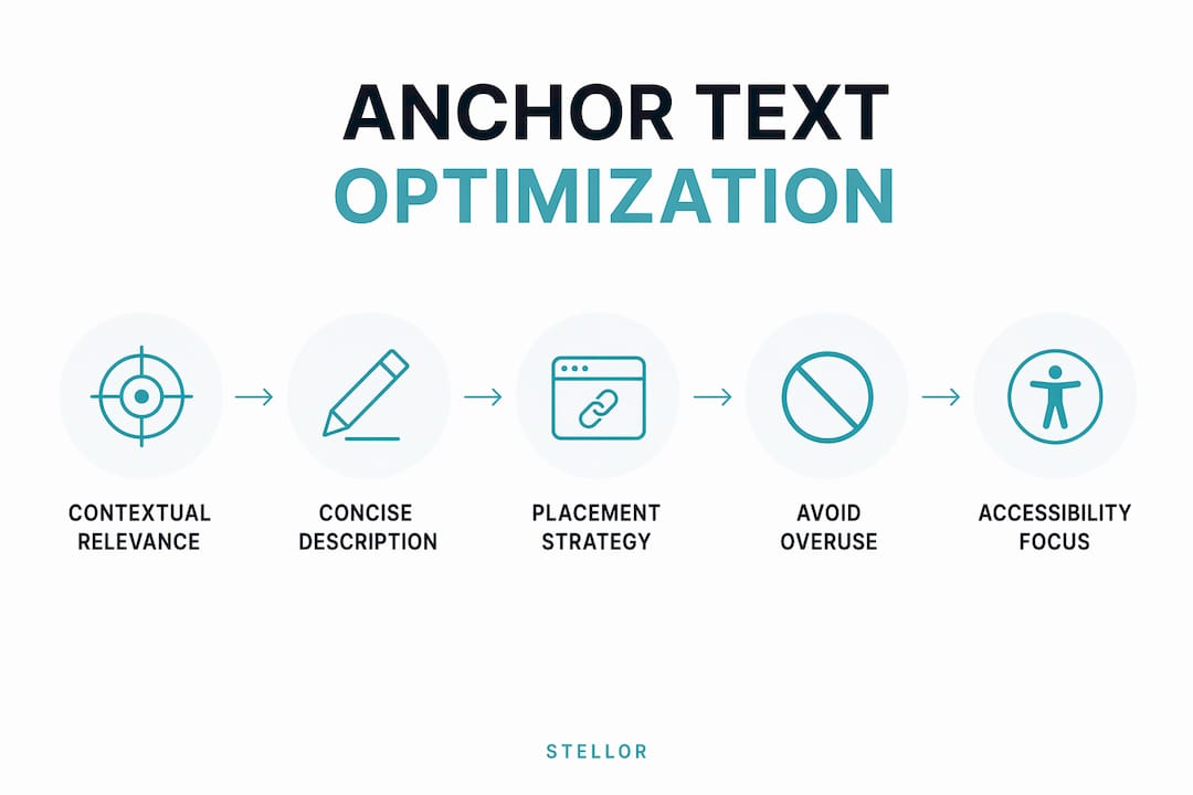 Infographic showing steps in anchor text SEO optimization