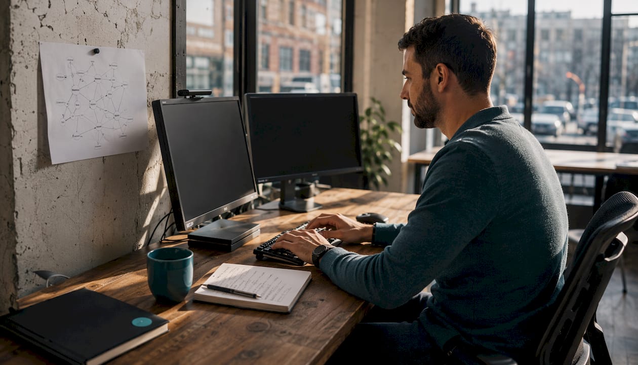 IT specialist working on website technical setup