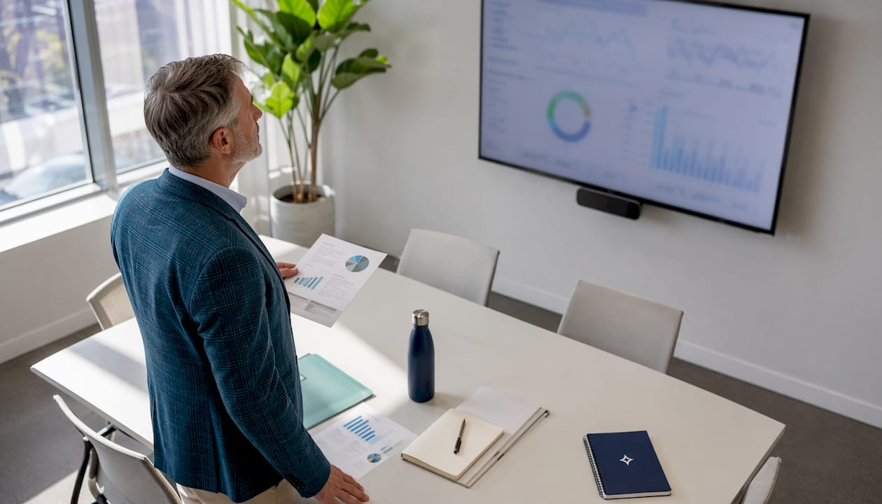 Real estate agent viewing SEO dashboard and report