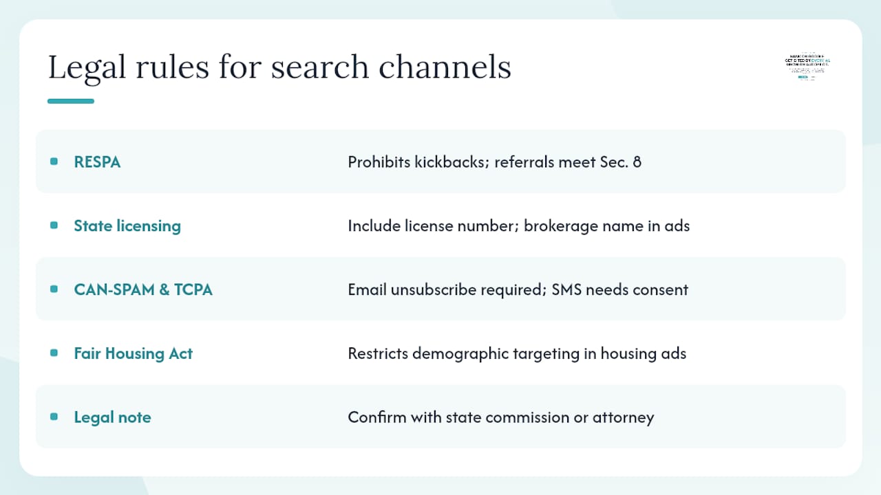 What legal and compliance rules apply when you expand marketing channels? — overview diagram