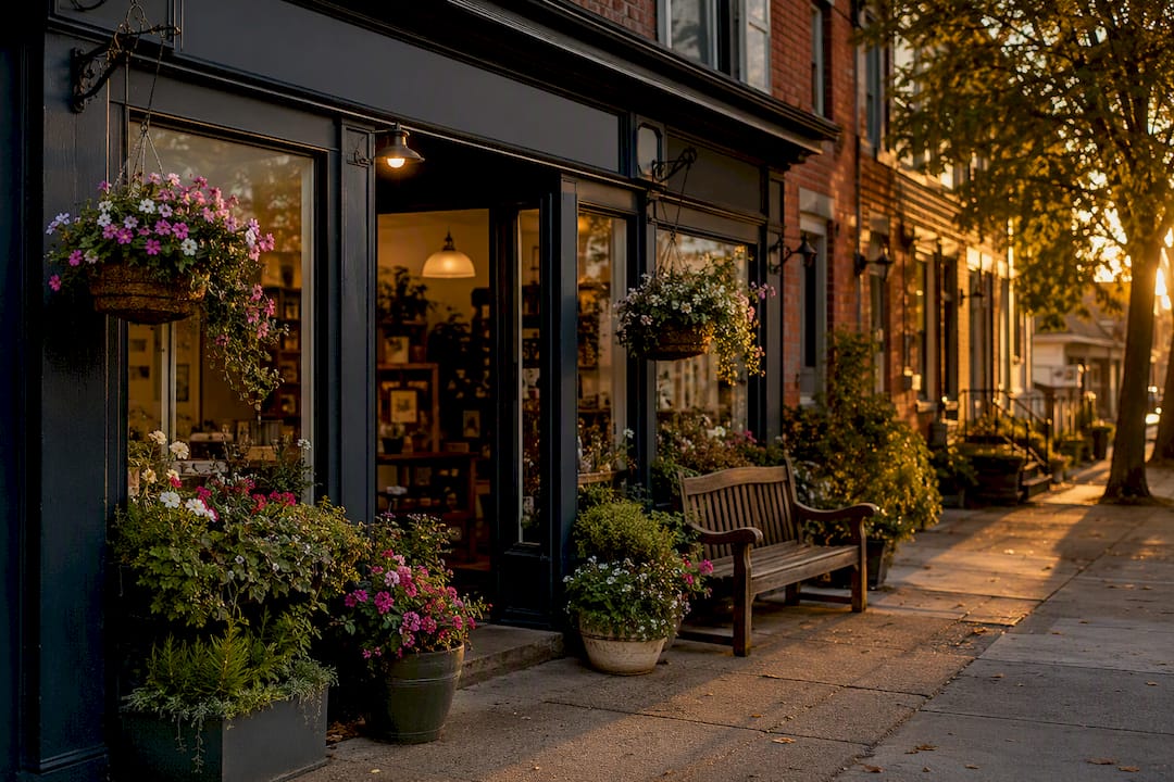 Local service business storefront exterior