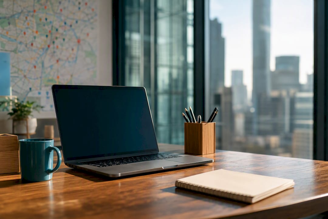 Desk with local SEO strategy materials