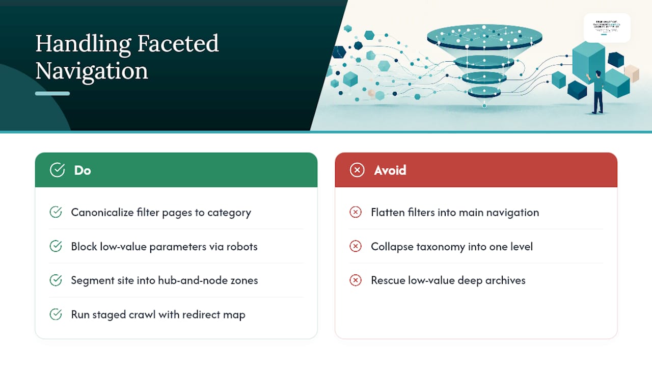 Handling Faceted Navigation and Large, Messy Sites — overview diagram
