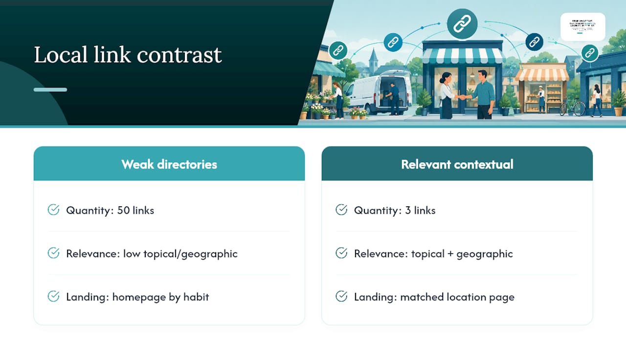 Comparing weak and relevant local backlinks