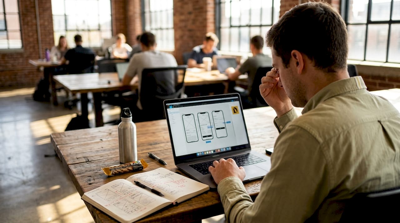 Usability test participant clicking through prototype