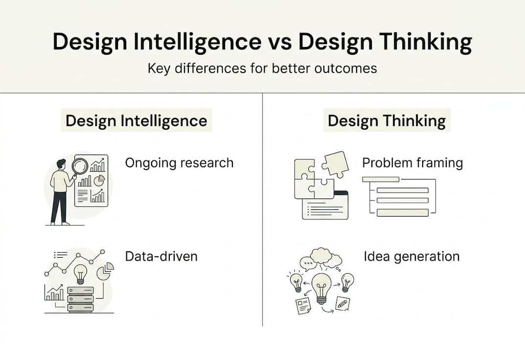 Infographic comparing design intelligence and thinking