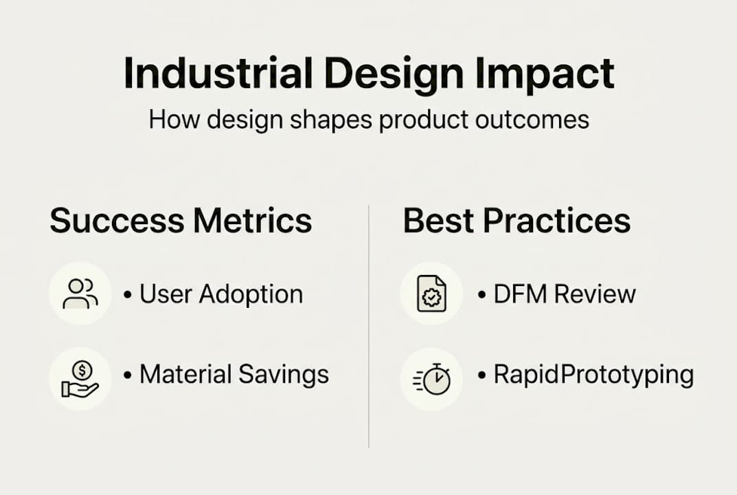 Infographic showing industrial design impact metrics