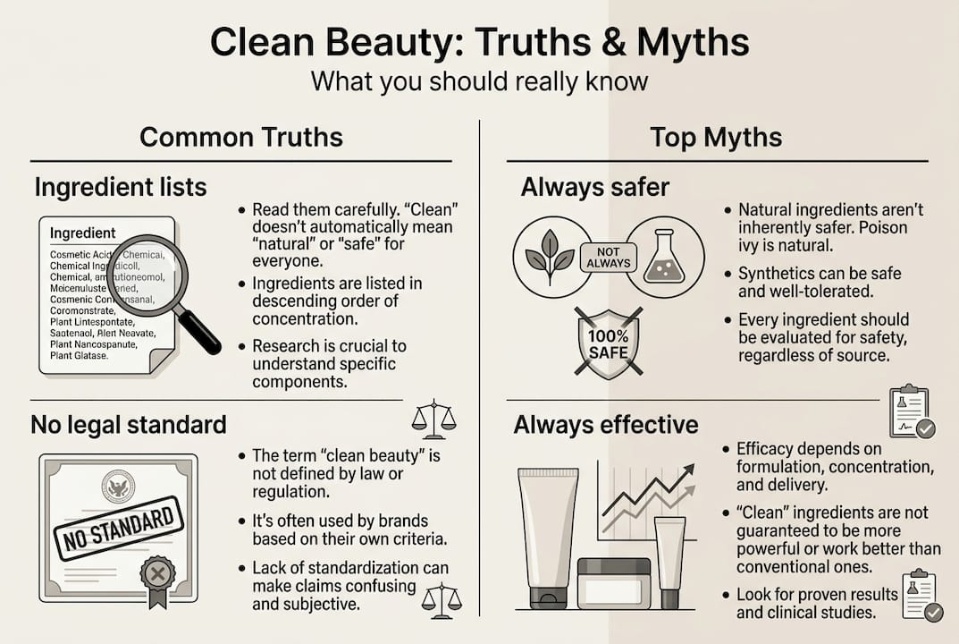 Infographic on clean beauty truths and myths