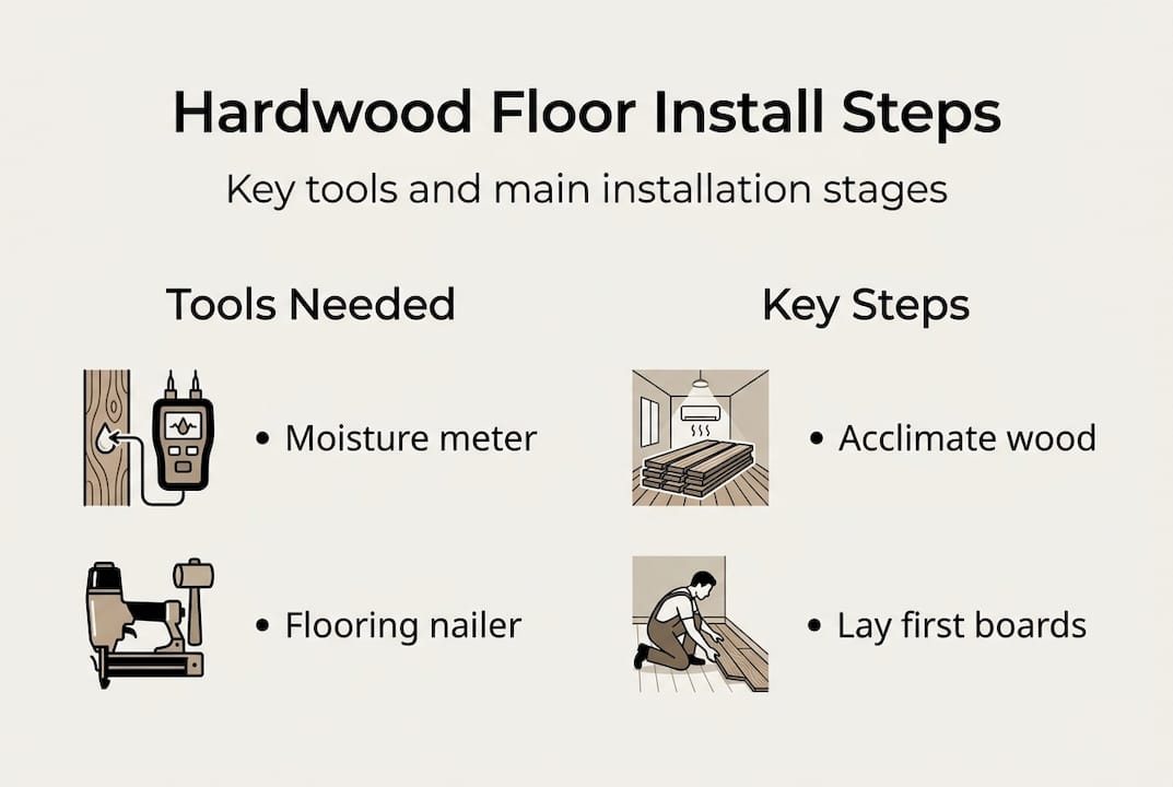 Infographic on hardwood floor tools and steps