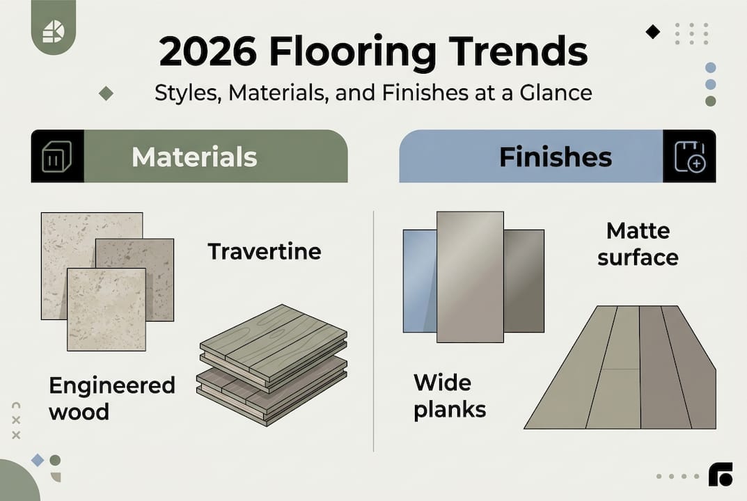2026 flooring trends styles materials infographic