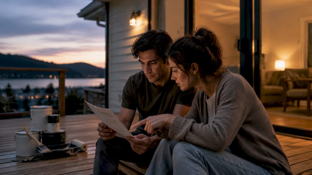 Young couple reviewing renovation estimate
