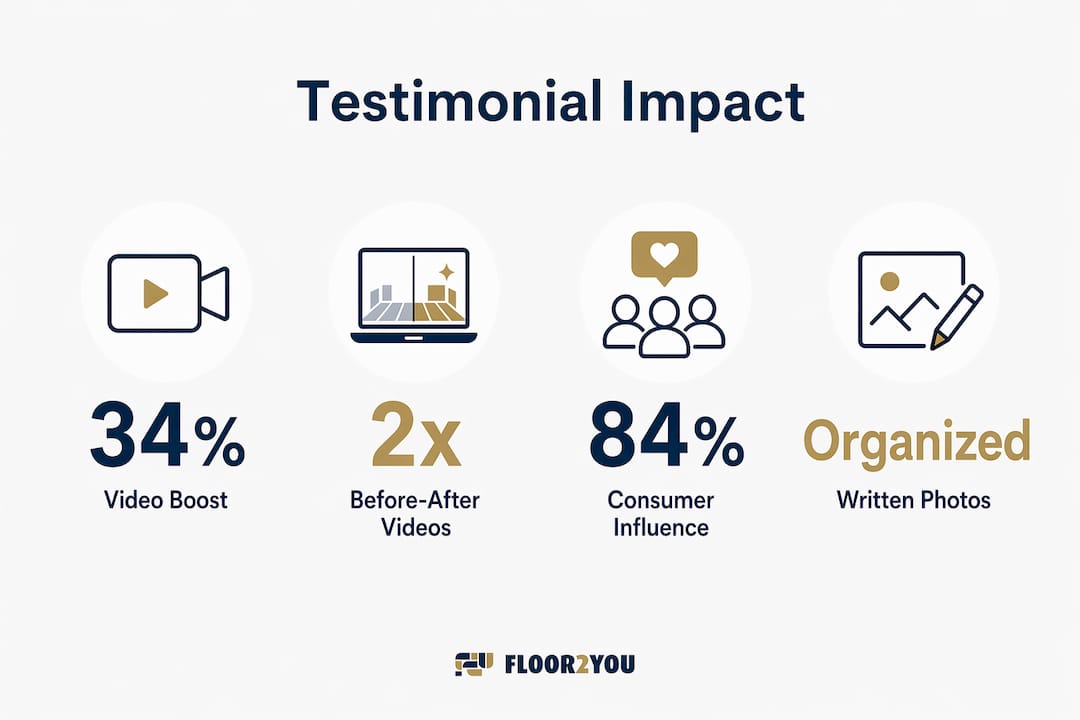 Infographic showing key testimonial effectiveness statistics