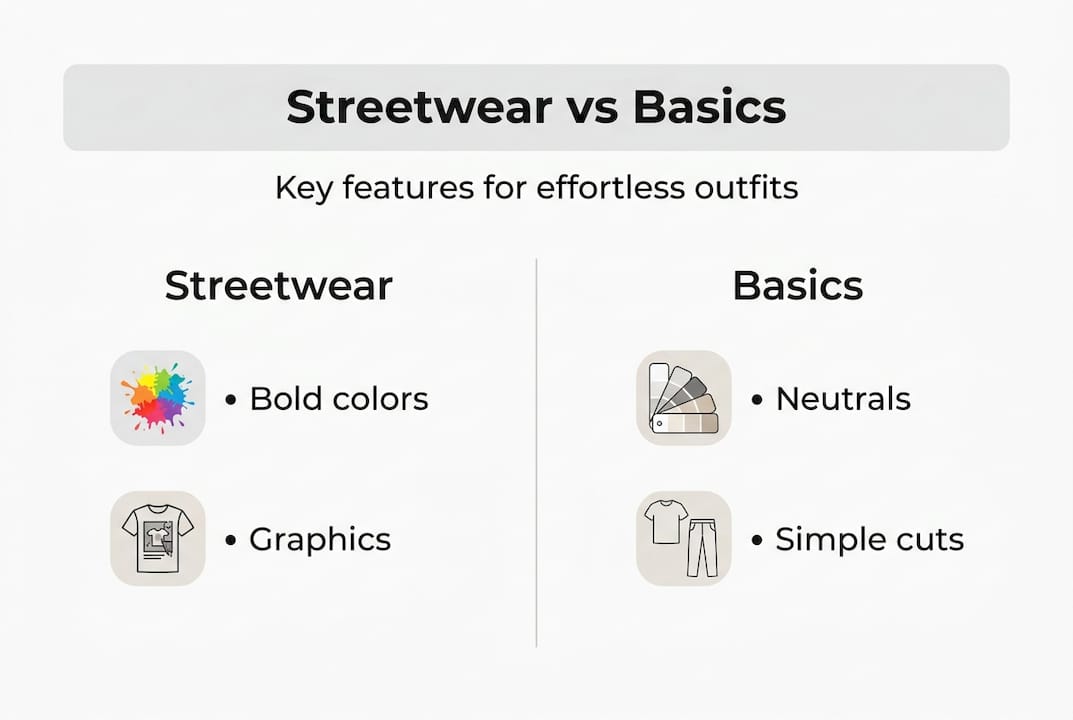 Infographic comparing streetwear and basics features