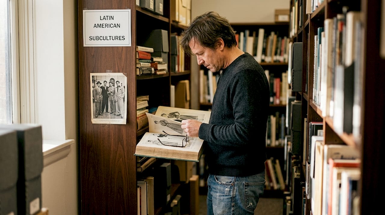 Archivist researching Latin streetwear subcultures