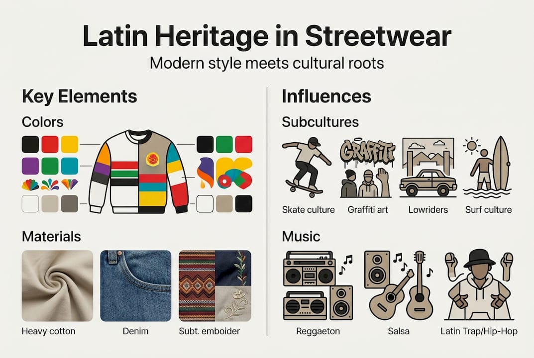 Infographic Latin streetwear elements and influences