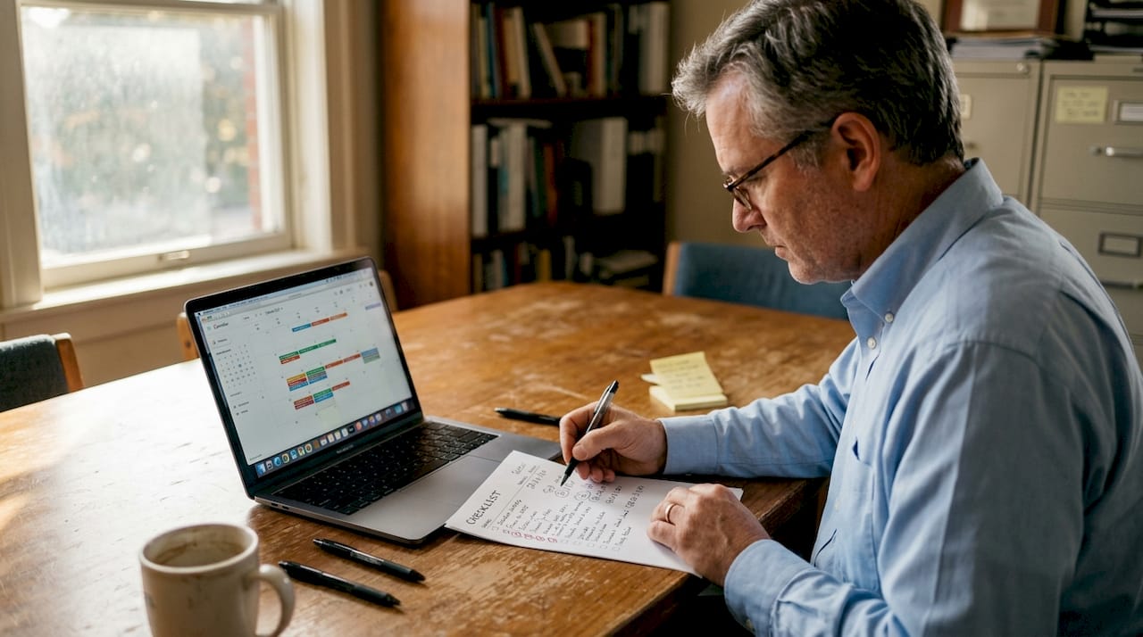 Editor checking healthcare content deadlines