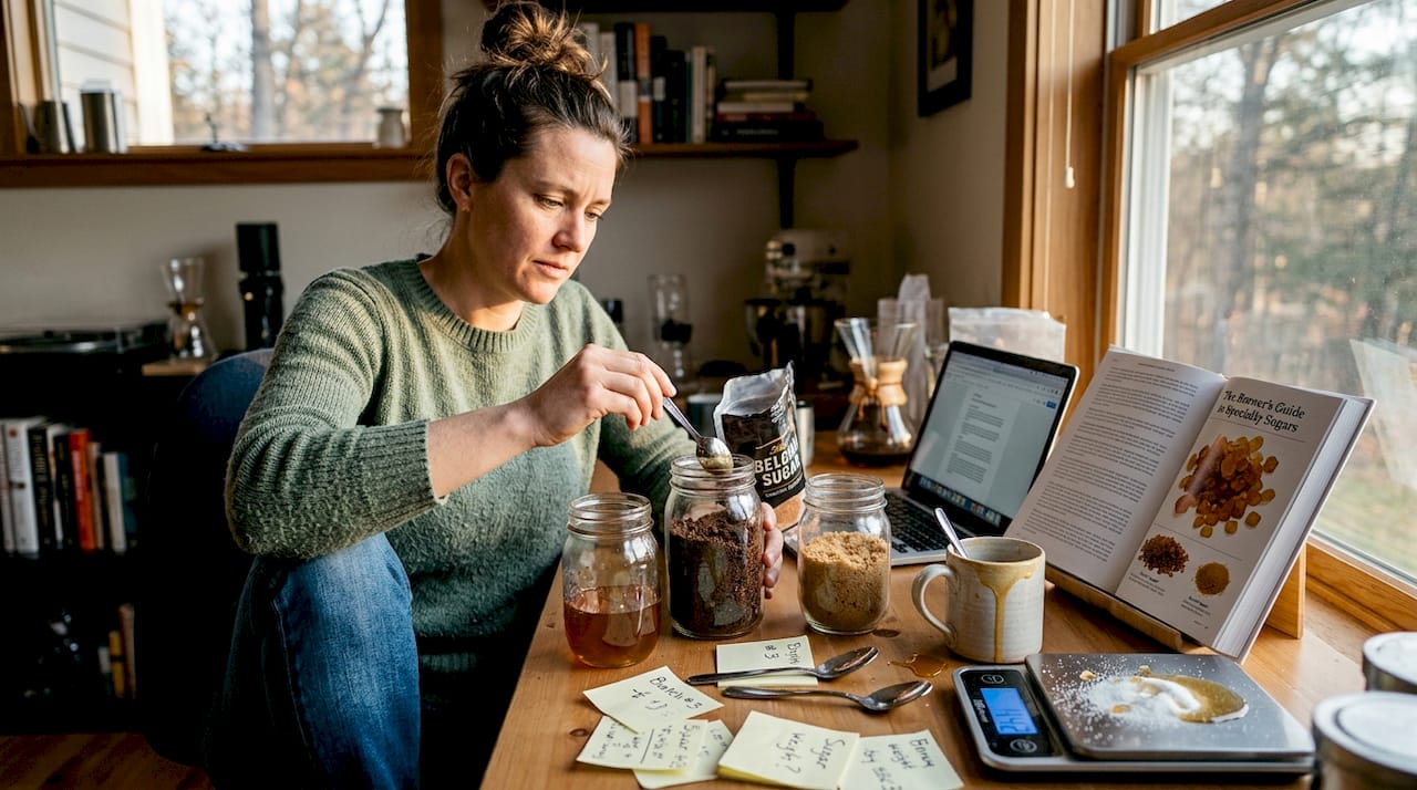 Woman preparing specialty brewing sugars at home