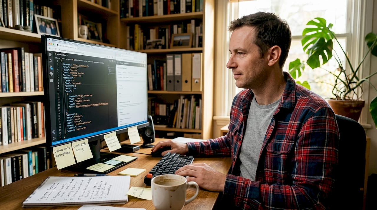 SEO specialist optimizing service area pages