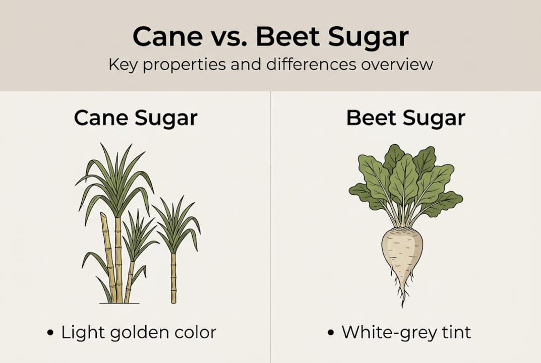 Infographic comparing cane and beet sugars