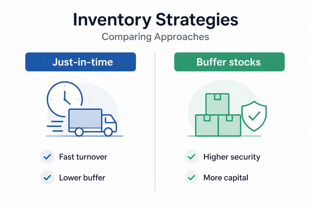 Infographic comparing inventory management strategies