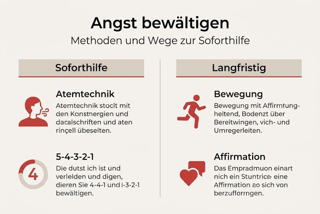 Infografik: Strategien gegen Angst – Soforthilfe und bewährte Methoden