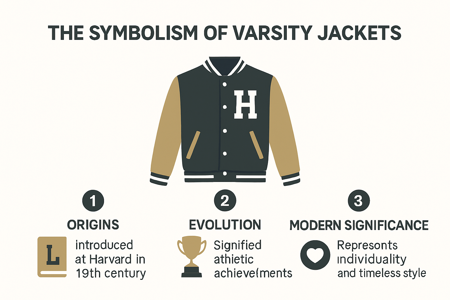 Infographic showing varsity jacket history and symbolism.
