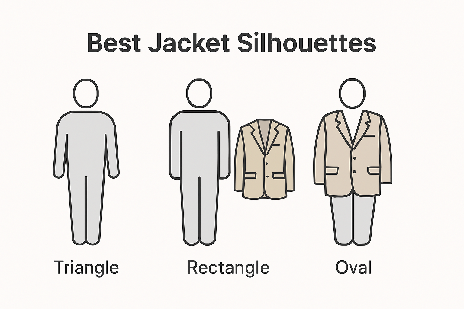 Jacket silhouettes for different male body types infographic